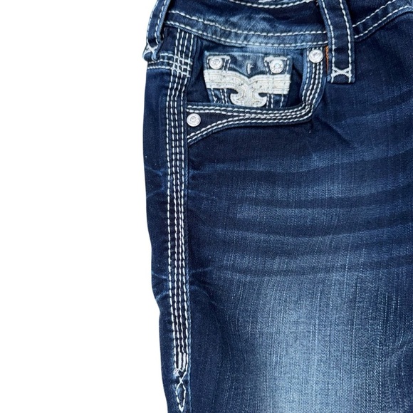 NWOT Rock Revival Women’s Yui Bootcut Jeans 26 Blue Lowrise Rhinestone - Picture 6 of 12